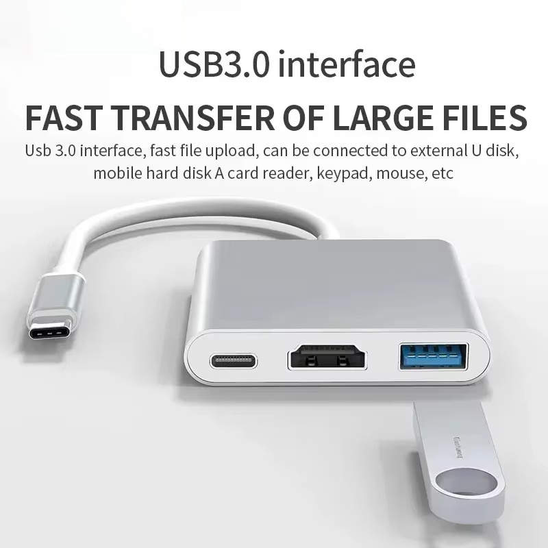 Hdmi Adapter Tablet - Адаптер 3-в-1 Type-C на HDMI, USB-хаб