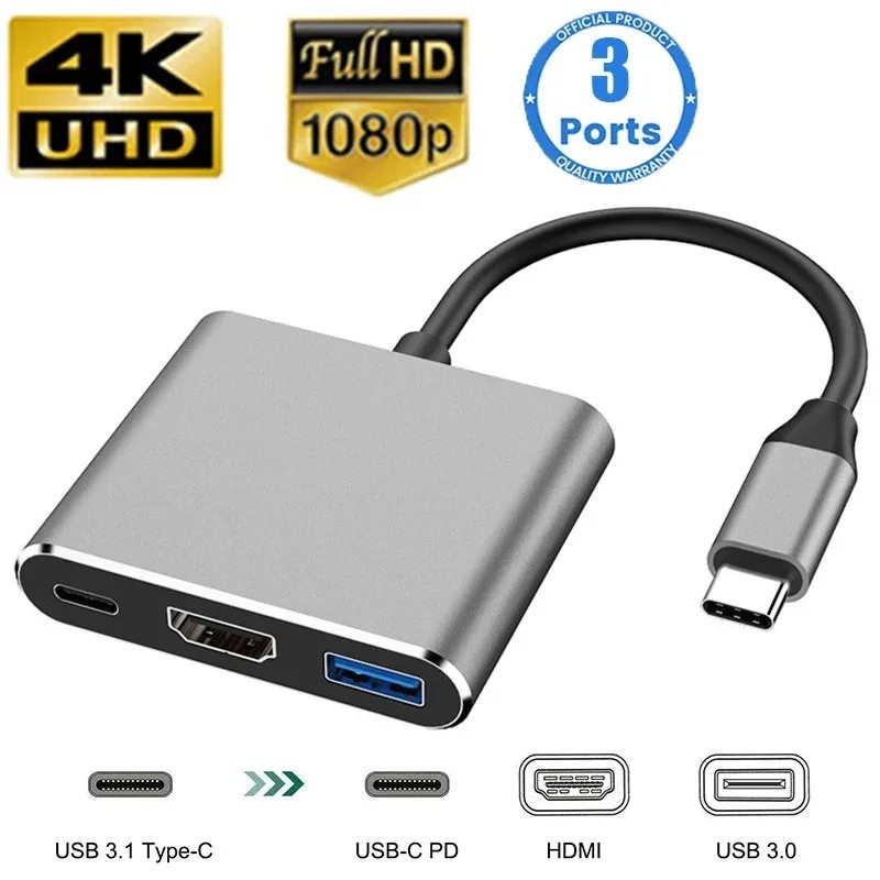 USB C-концентратор 3в1 Type C  – обзор и цена Hdmi Adapter Tablet